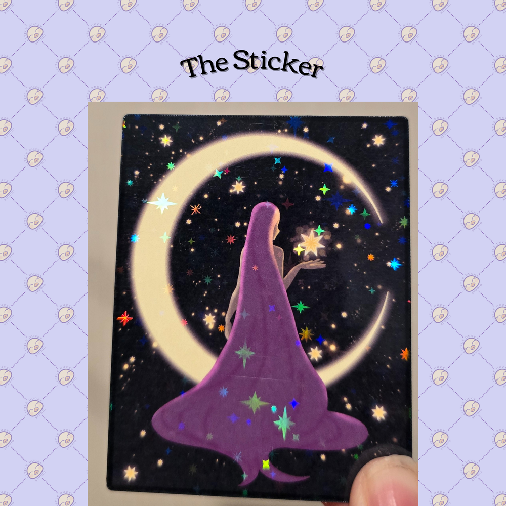 Holographic Sticker, Celestial Feminine Fantasy Themed